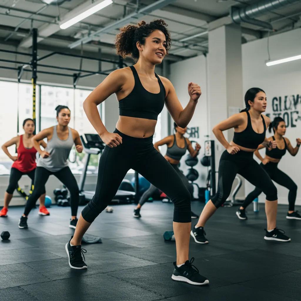 Small group training session in a modern gym, emphasizing community and wellness